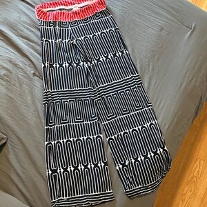 Trina Turk Black and White Striped Pants